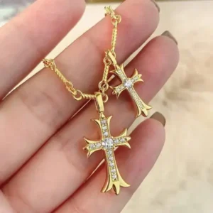Lymphatic Magnetic Therapy Cross Design Diamond Necklace