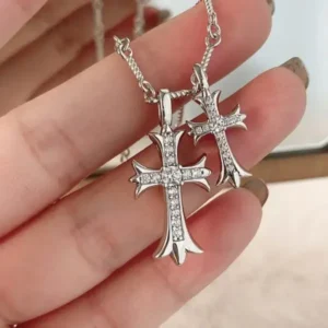 Lymphatic Magnetic Therapy Cross Design Diamond Necklace