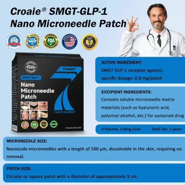 Nano Microneedle Patch with SMGT-GLP-1 & Matrixyl 3000