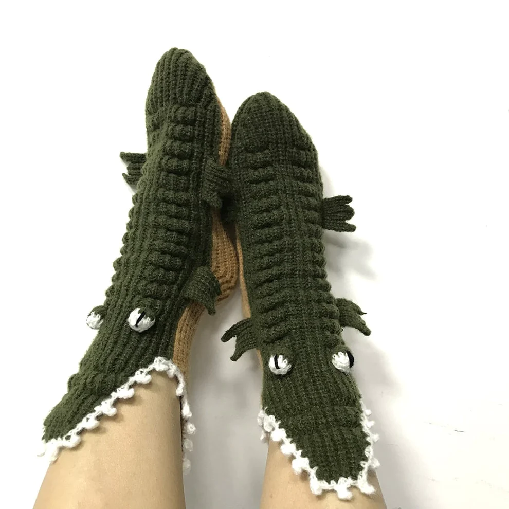 3D Knit Crocodile Socks - Image 8
