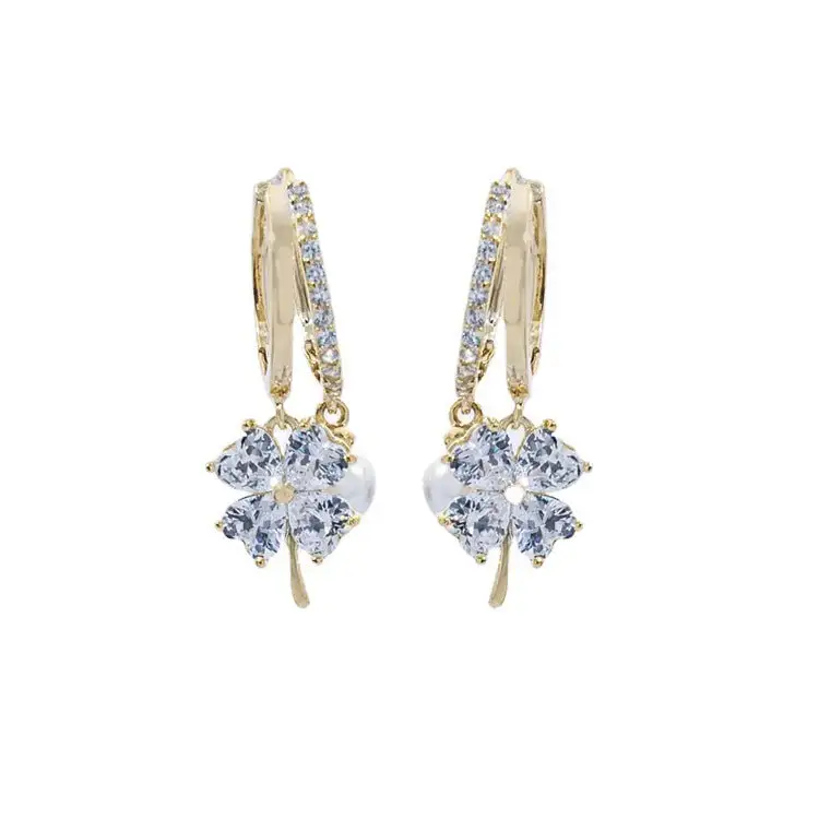 Four-Leaf Clover Lymphvity Magne Therapy Germanium Earrings