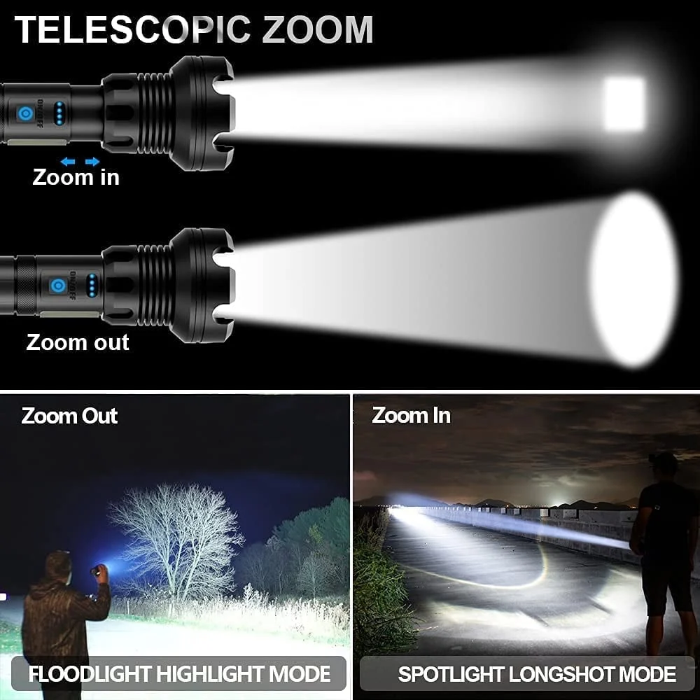 LED Rechargeable Tactical Laser Flashlight 90000 High Lumens - Image 4