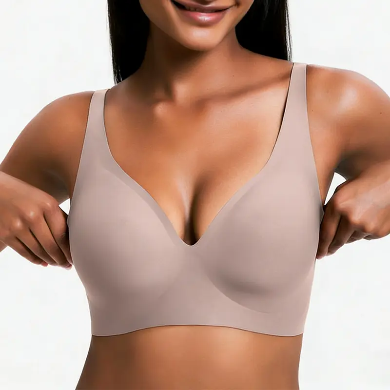 NESLEMY Wireless Push Up Bra for Women - Seamless Deep V Bralette, All-Day Comfort T-Shirt Bra for Everyday Wear - Image 11