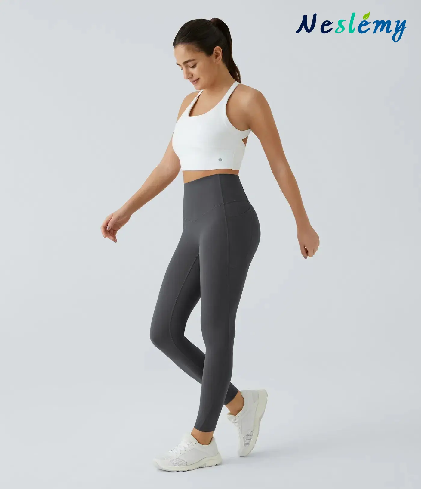 High Waisted Waist Shaping Pocket Shaping Training Leggings - Image 20