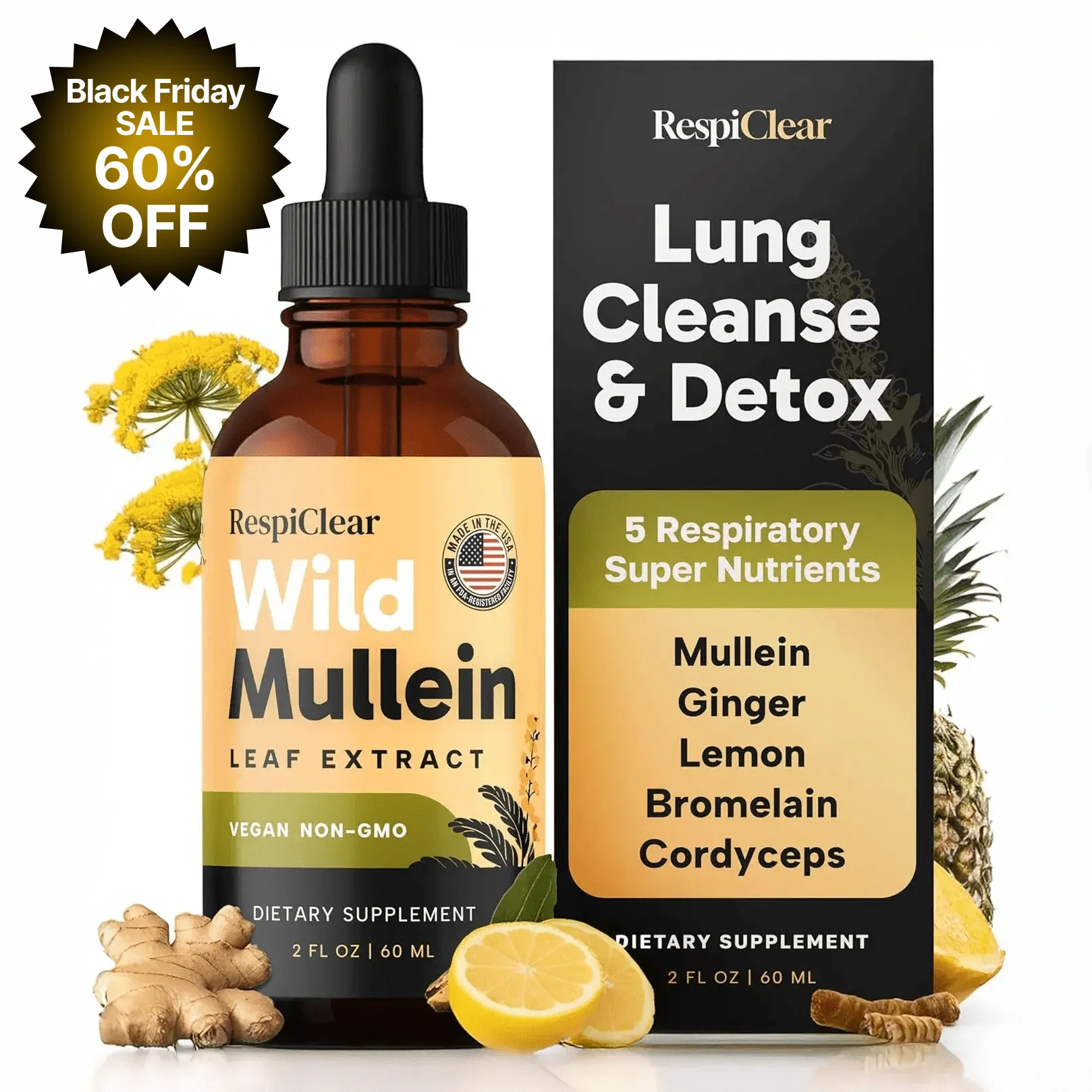 New Maximum Potency Mullein Drops For Cough Control & Lung Rejuvenation