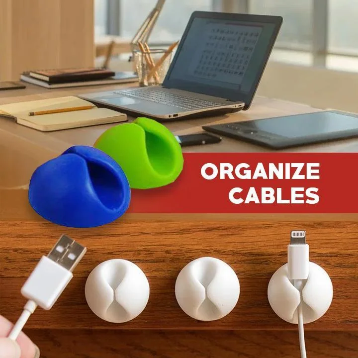 Self-Adhesive Silicone Cable Clip Organizers - 10 PCS