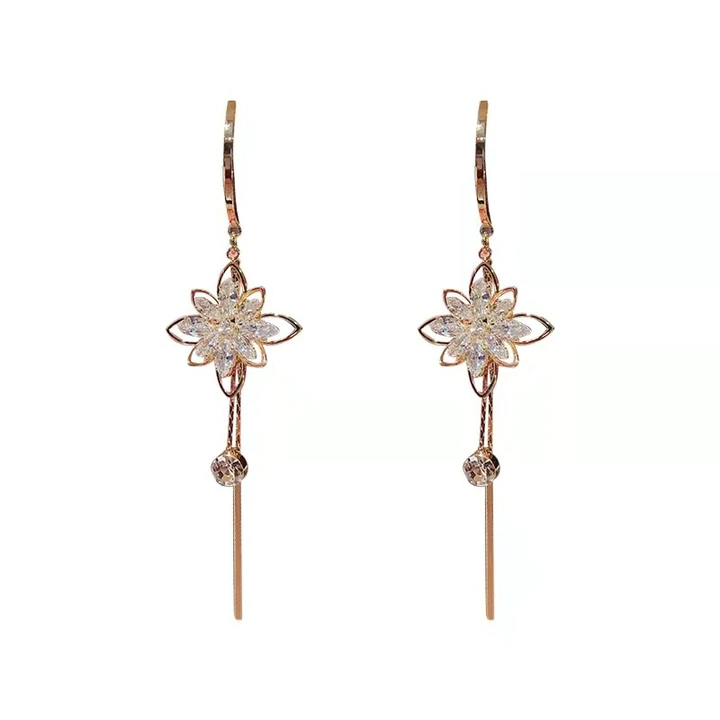 Brilliant Flower Fringe Earrings - Image 7