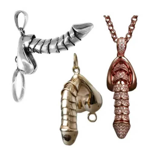 925 Sterling Silver Pullable Penis Pendant - Image 4