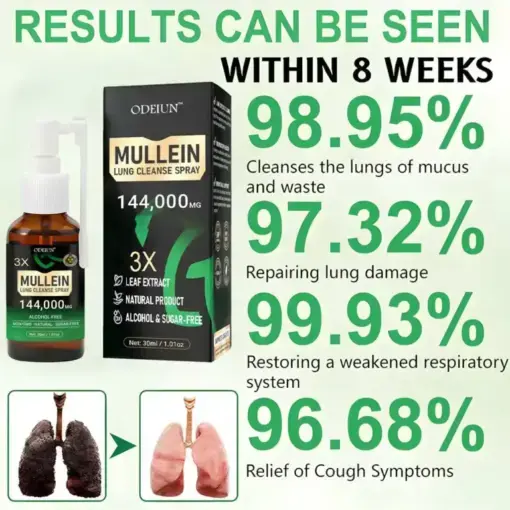 3X Mullein Lung Spray Flush Out Tar Phlegm for Smokers COPD - Image 3
