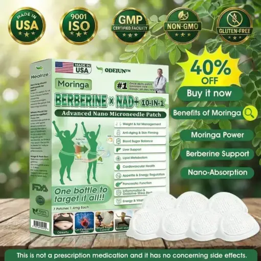 Moringa Berberine NAD 𝟏𝟎-𝐢𝐧-𝟏 𝐀𝐝𝐯𝐚𝐧𝐜𝐞𝐝 𝐍𝐚𝐧𝐨 𝐌𝐢𝐜𝐫𝐨𝐧𝐞𝐞𝐝𝐥𝐞 𝐏𝐚𝐭𝐜𝐡