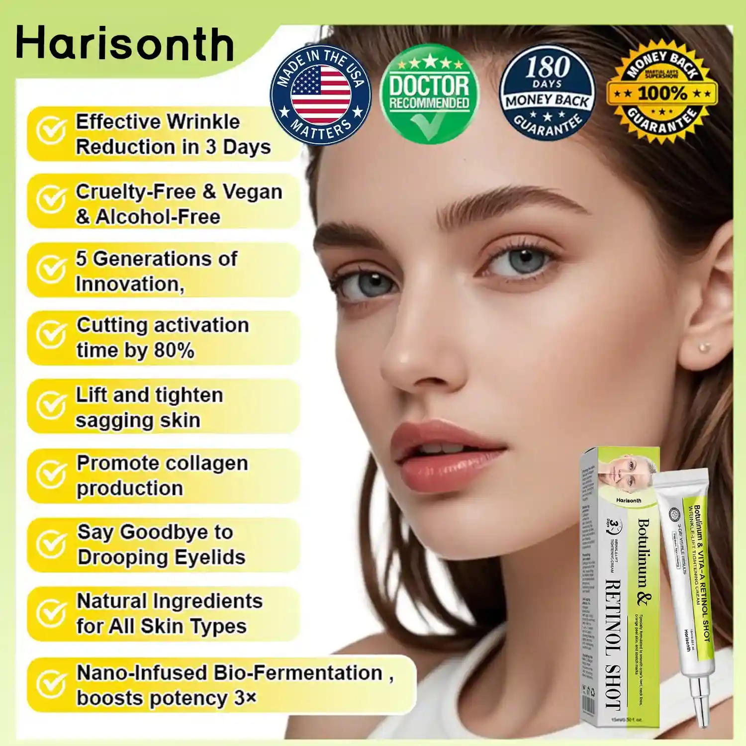 Final 3 Hours: 70%OFF🔥 Harisonth Botulinum & Vita-A Retinol Shot Wrinkle-Lift Tightening cream✨ - Image 6