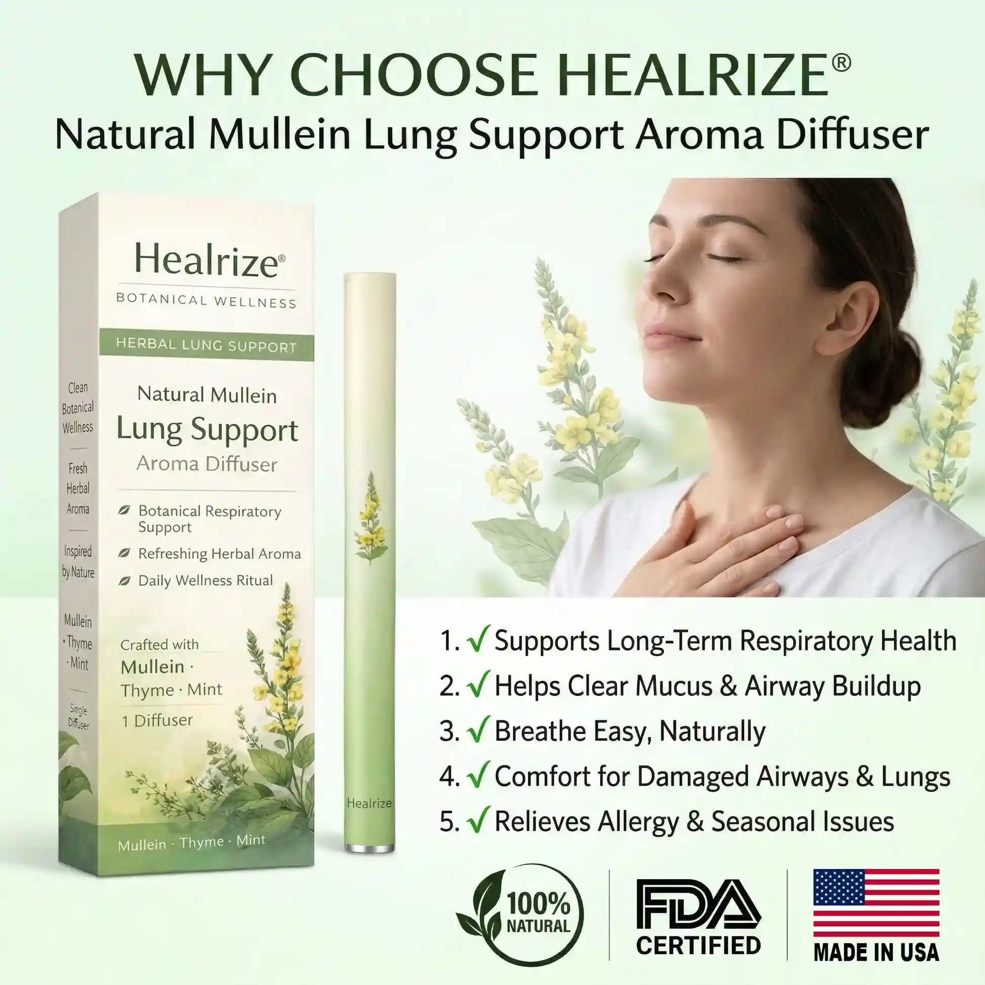Natural Mullein Lung Support Aroma Diffuser – Deep Lung Cleanse Support - Image 6