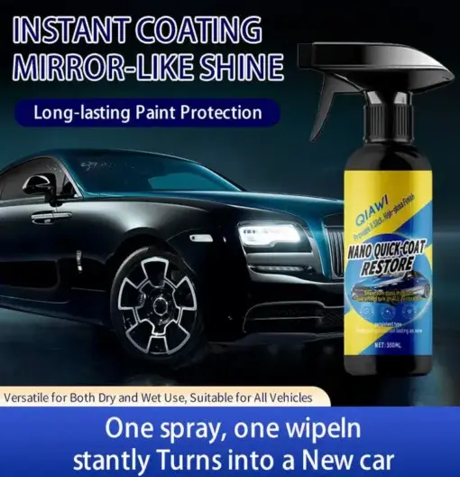 QIAWI Car Nano quick-coat-Advanced Automobile Quick-acting Coating Agent With Dust -Proof and Glazing Effects -Long Lasting Car Showroom gloss that LASTS 350ml