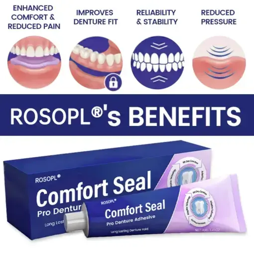 Comfort Seal Pro Denture AdhesiveFDA Certified (Clinically Proven 96- Hour Lock Hold for Secure, Comfortable Zinc-Free Denture Fit) - Image 2