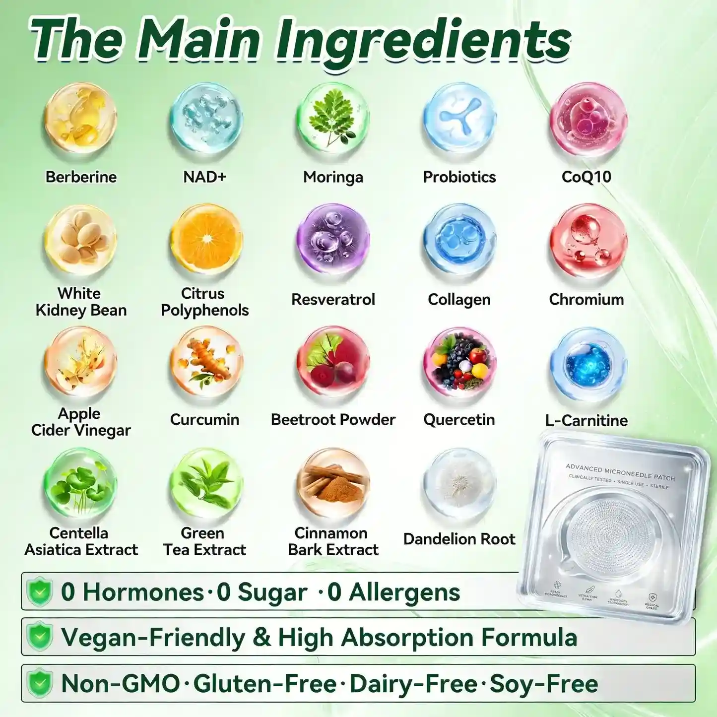 Moringa Berberine × NAD+ 10-in-1 Advanced Nano Microneedle Patch - Image 9