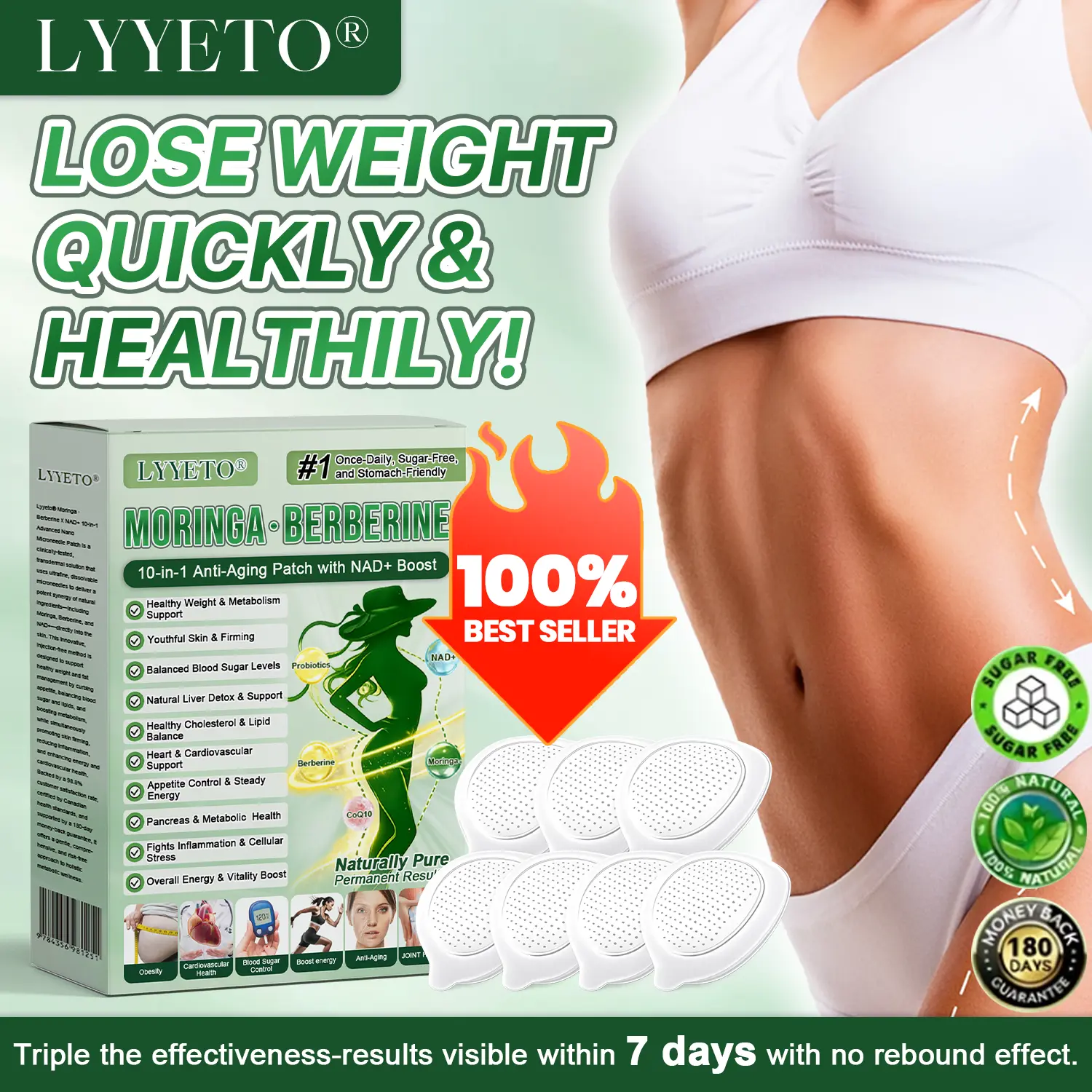 Moringa Berberine + NAD+ 10-in-1 Nano Microneedle Patch
