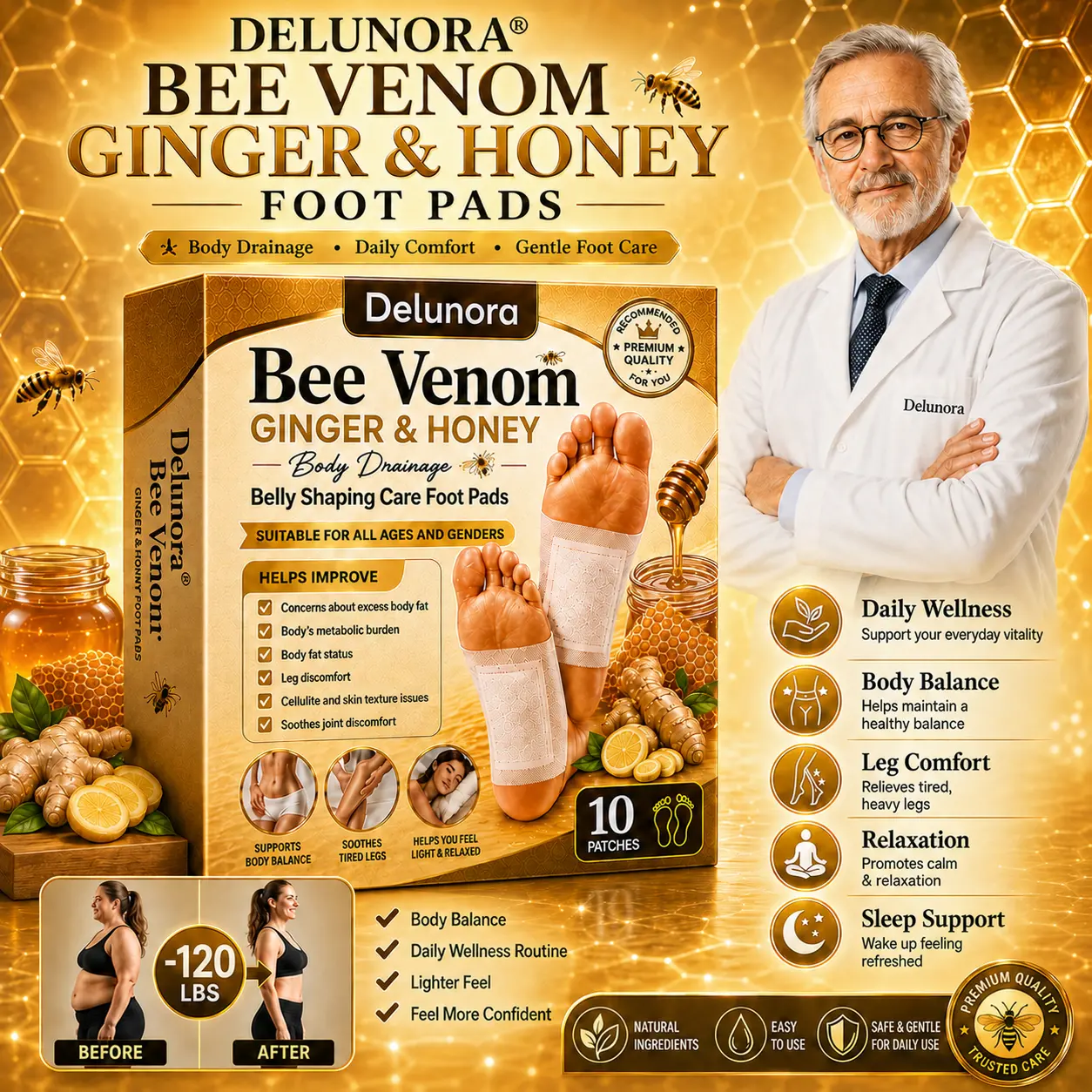 Bee Venom Ginger & Honey Foot Pads - Image 2