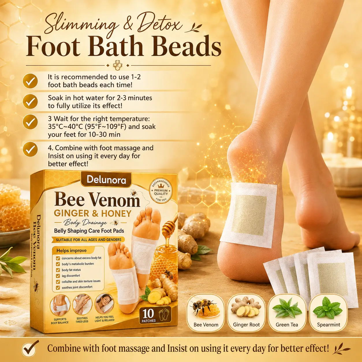 Bee Venom Ginger & Honey Foot Pads - Image 7