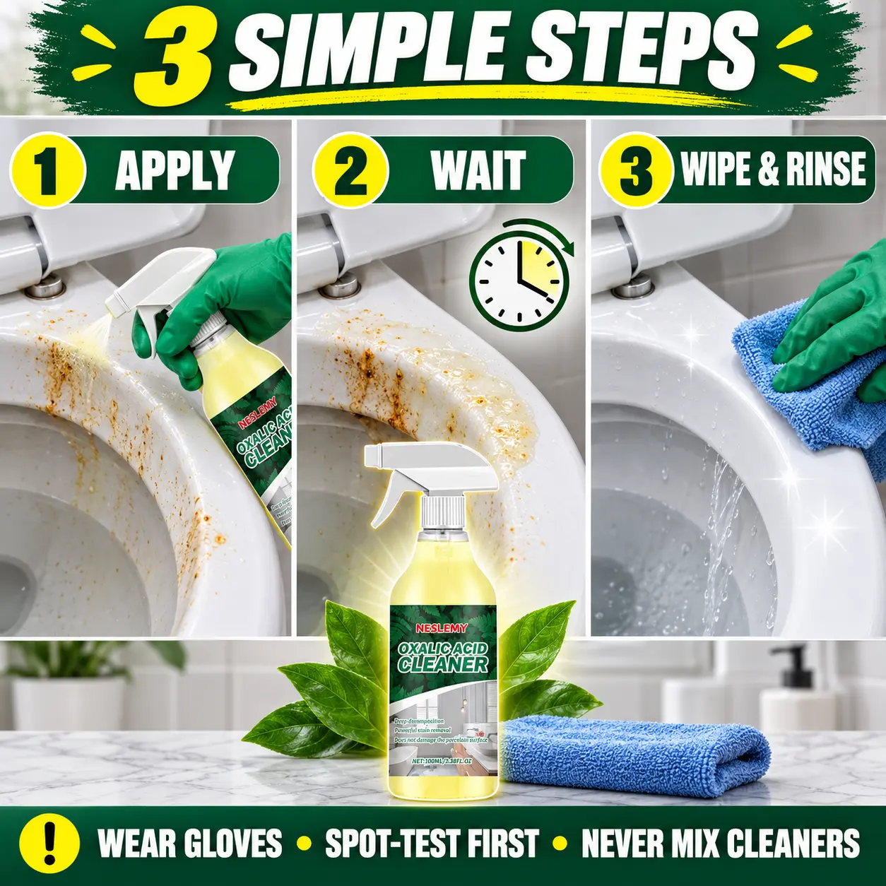 NESLEMY Oxalic acid Cleaner for Tough Toilet & Sink Stains - Image 4