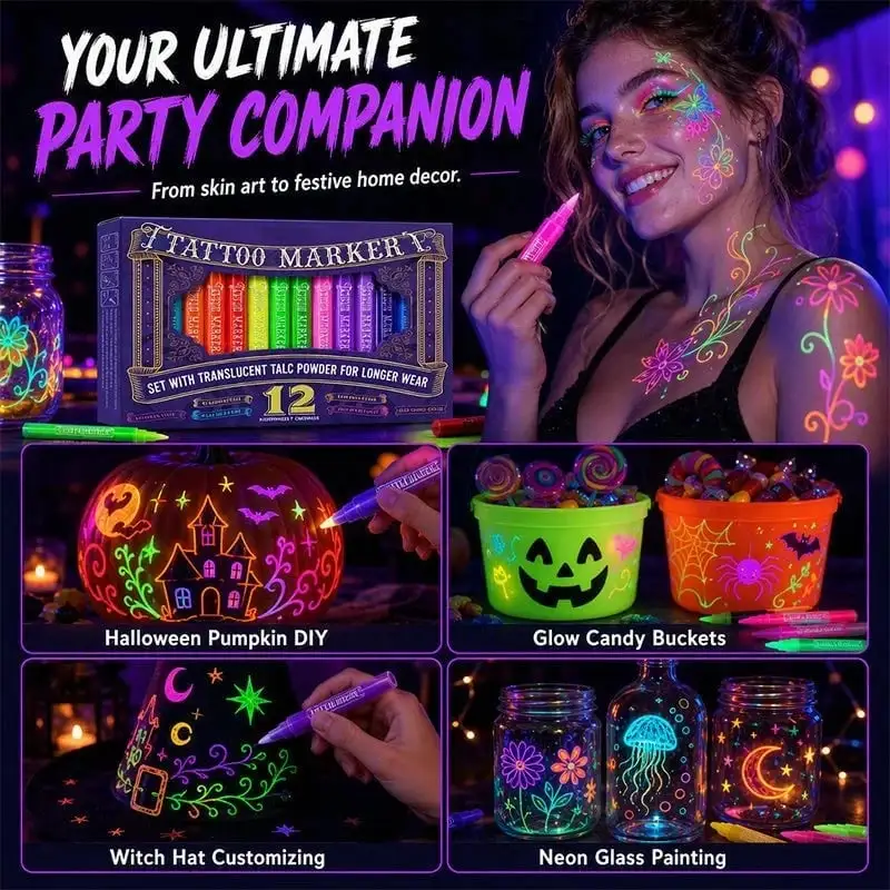 Neslemy Glow Party Tattoo Pens - Image 5